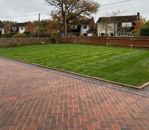 Garden patio with lawn